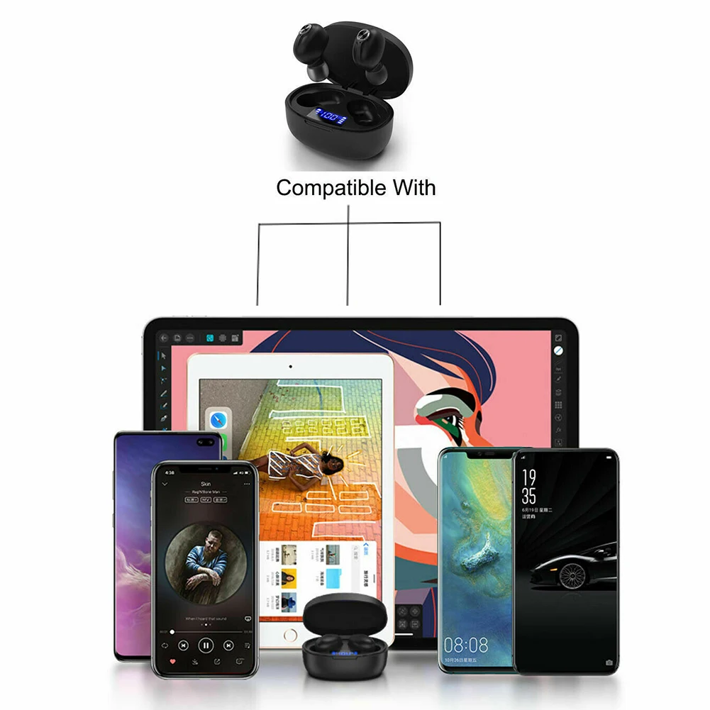 TWS Bluetooth 5 0 беспроводные наушники стереонаушники вкладыши светодиодный