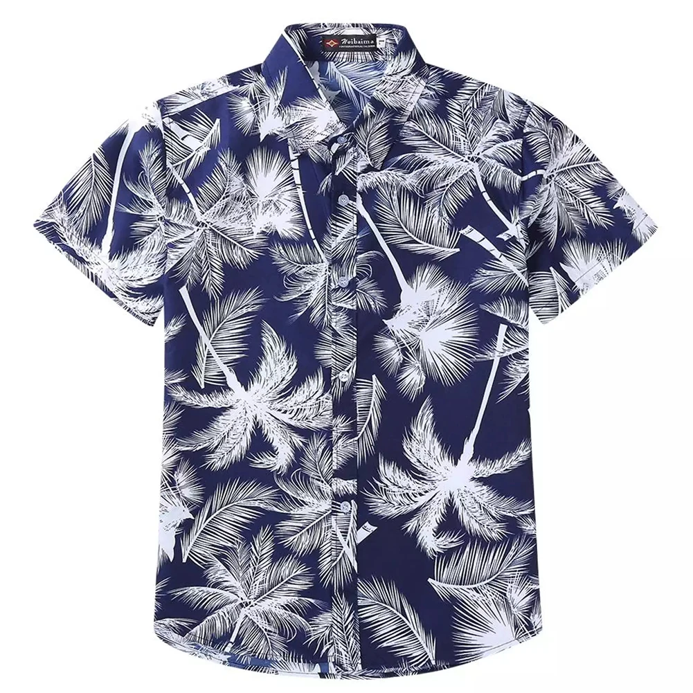 

2021 New Men Button Down Summer Shirt Short Sleeve Collar Front Pocket Palms Printed Basic Clothing Funny Funky Printed shirts