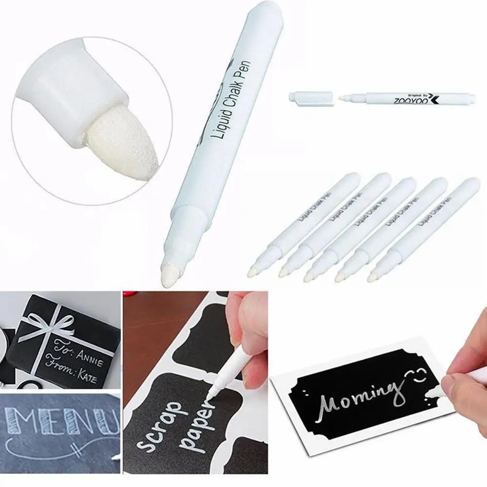 

5 Pcs White Liquid Chalk Pen Marker Glass Windows Chalkboard Liquid Blackboard Pen Used Pen White Window On Ink Chalkboard Q7Y4