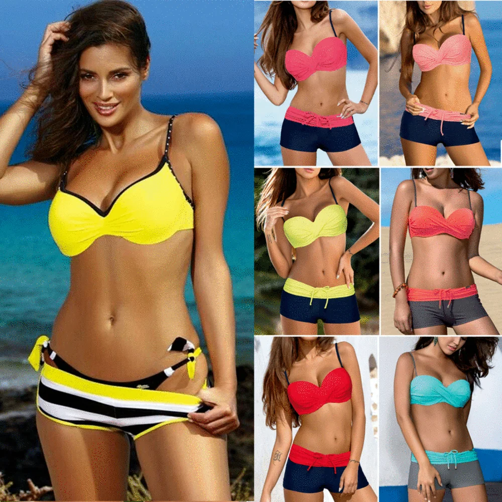 

Women Push Up Bikini Set With Boy Shorts Costumes Swimwear Swimsuit Bathing Suit