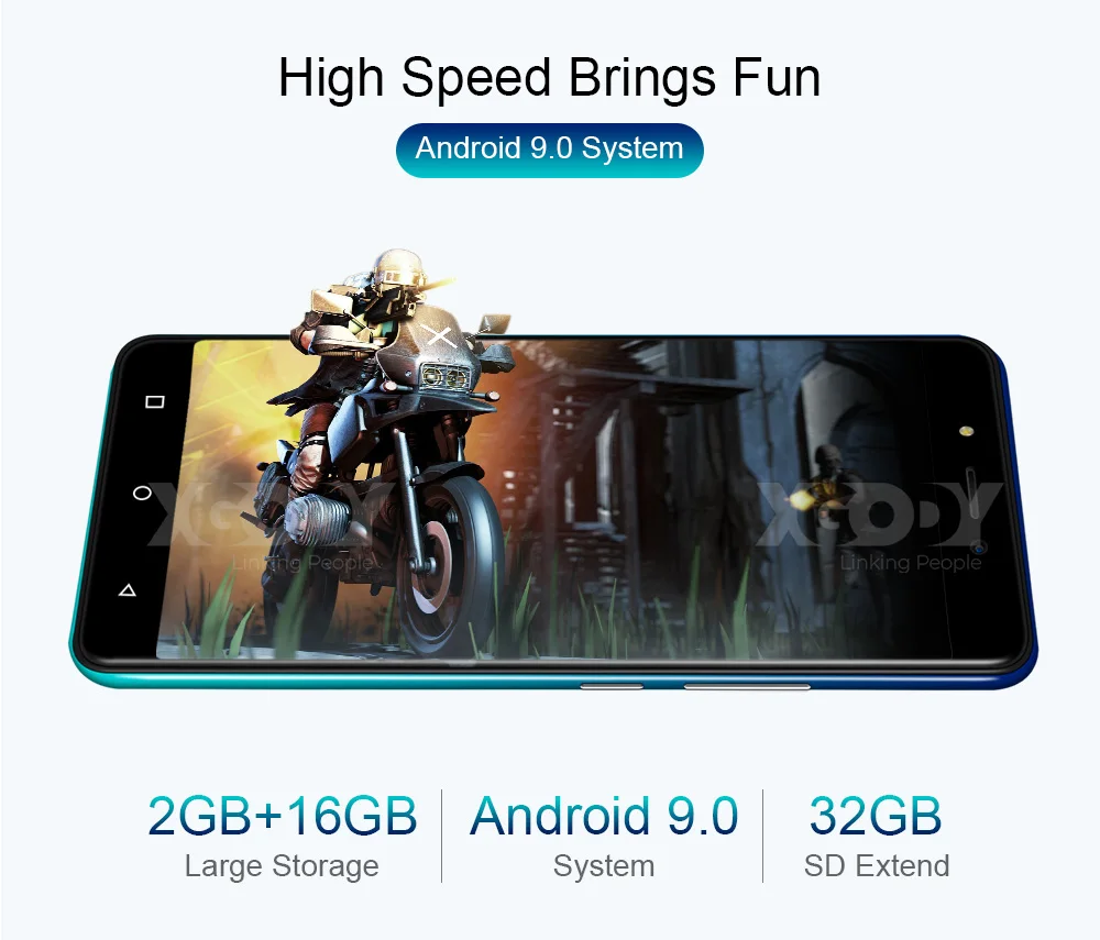 XGODY 4G смартфон с двумя sim-картами 5," 18:9 Android 9,0 2 Гб ОЗУ 16 Гб ПЗУ MTK6737 четырехъядерный процессор 5 Мп камера 2800 мАч WiFi мобильный телефон