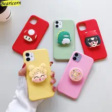 Luxuy 3D Silicone Cartoon Phone Holder Case For Samsung Galaxy A12 M12 F12 A32 A42 A52 A72 5G Stand Cover Funda Coque Cases