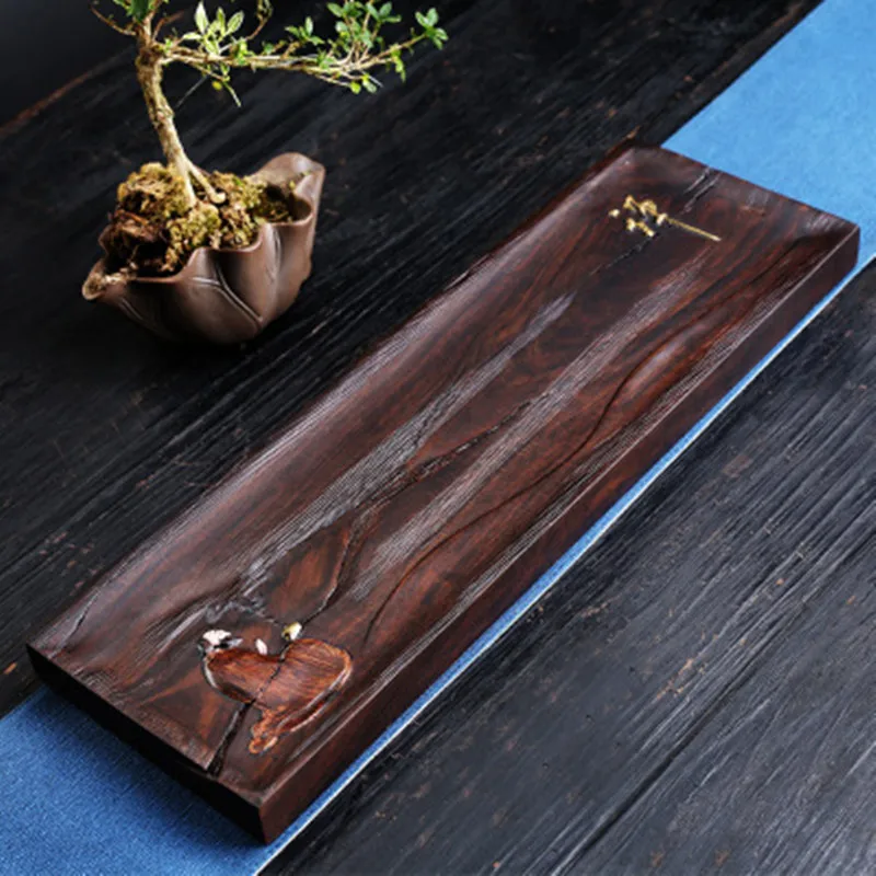 Free shipping Painted Dry Soaking Table Tea Tray Ebony Whole Solid Wood Hand-Painted Household Zen Retro Creative Teaset Saucer | Дом и сад