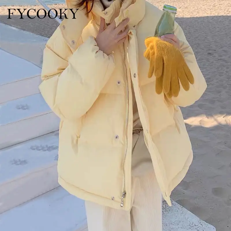

Japanese Hooded Down Jacket Female 2021 New Winter Thick Puffer Jacket Women Sweet Candy Color Cute Cropped Coats