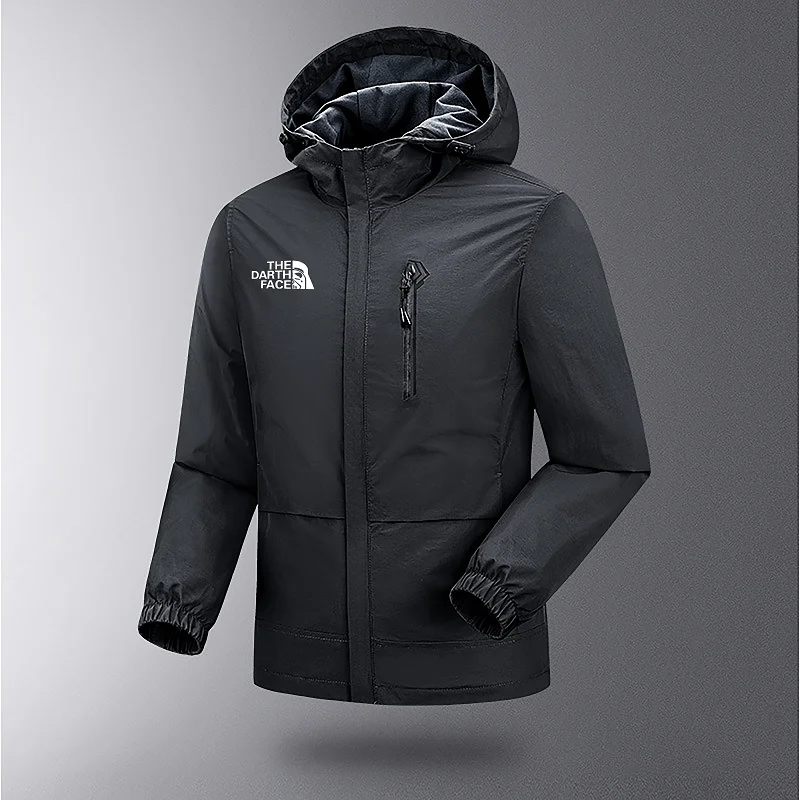 

Spring 2021 New Men's Stylish Lightweight Hooded Zipper Waterproof and Windproof Coat Warm Solid Color Casual men's jacket
