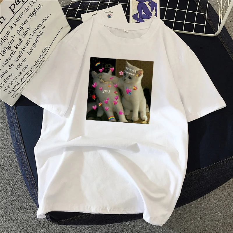 

Women Lady Cartoon Cat Life Pet Cute Trend Fashion Print Tshirt Dogs Shirt Clothes Top Graphic Female T Tee Womens T-shirt