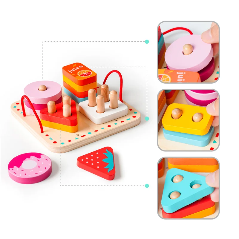 

Roclub Children Shape Learning Tools Montessori Educational Wooden Toys Kids Preschool Toy Gifts JM43