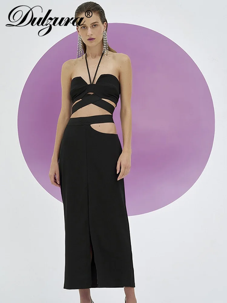 Dulzura/2022 летний женский комплект из 2 предметов укороченный топ на шнуровке с