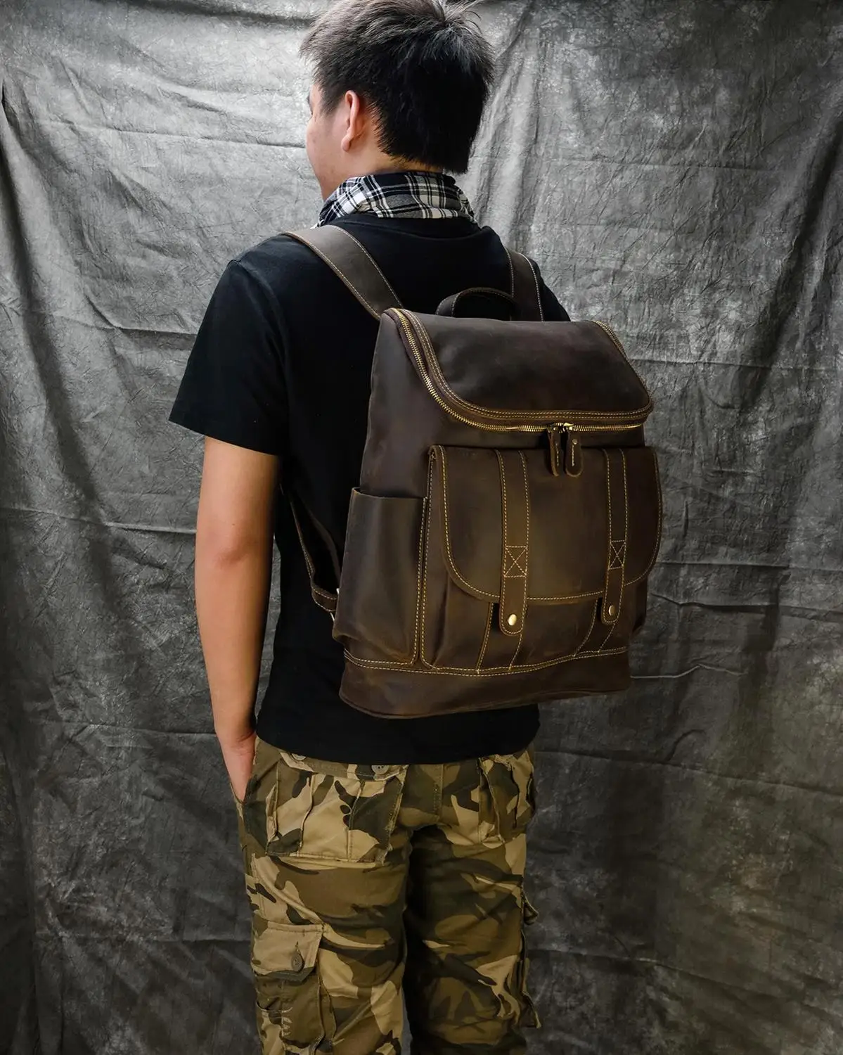 Винтажный Мужской рюкзак crazy horse из кожи многофункциональный для ноутбука 15 6