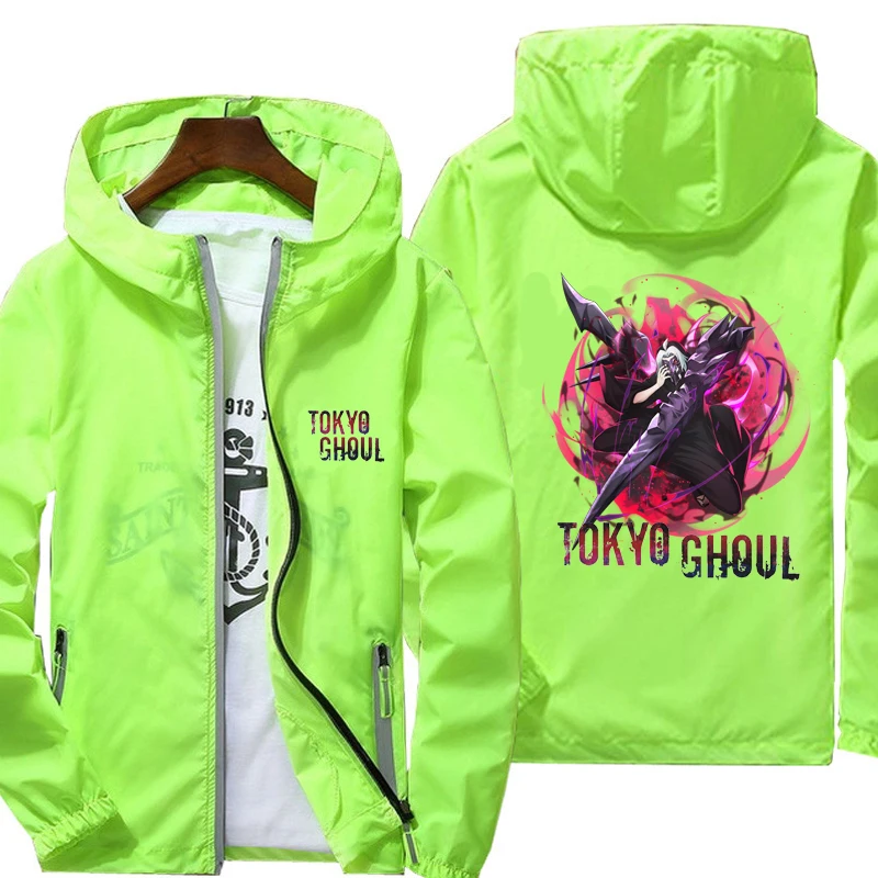 

Jacket Tokyo Ghoul men windbreaker spring summer Reflective jacket men's street windbreaker hoodie zipper thin jacket casual