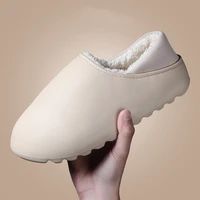 winter house slippers female outdoor home fur lined shoes waterproof women and man slippers closed cotton slides large size 46
