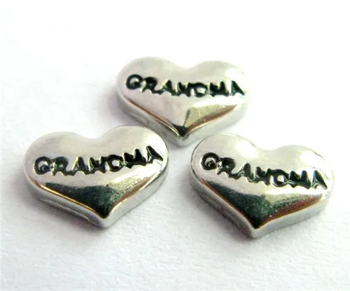FC657 grandma 10 шт./лот несколько вариантов Dream Love Mom hearts плавающий медальон шармы на память для жизни медальон памяти как подарок - Цвет: FC657 grandma
