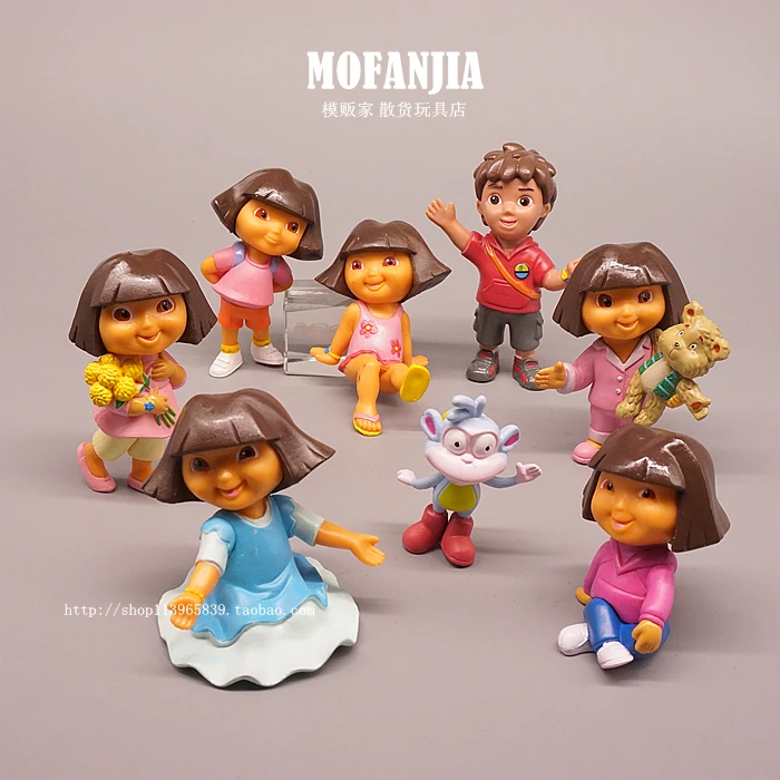 The Explorer Adventures of Dora Little Girl Cute Dolls 8pcs/set Table Ornaments Chidren Gifts Model Toy