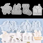 Подвесные бирки для самостоятельной сборки, кристалл эпоксидная смола, форма, Рождественская елка, лось, украшение для сумки, Рождественское украшение, силиконовая форма из смолы