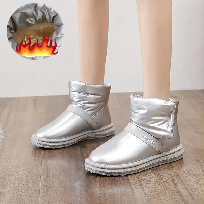 

Winter 2022 women's new snow boots plus velvet non-slip warmth fashion cotton shoes slope heel flat botines mujer