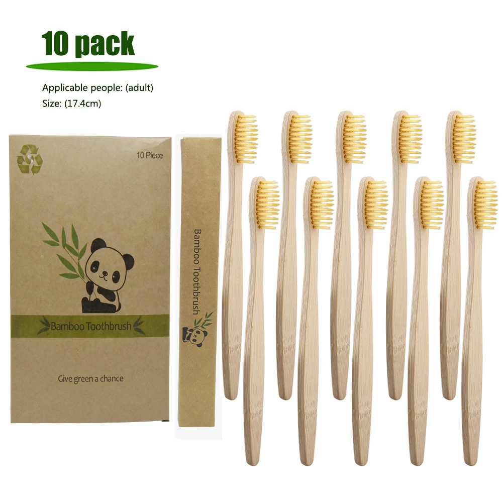 Бамбуковая зубная щетка с мягкой щетиной для гигиены полости рта Экологичная