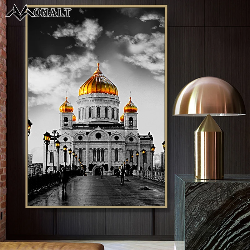 Черно белый абстрактный художественный Печатный постер для церкви в Санкт