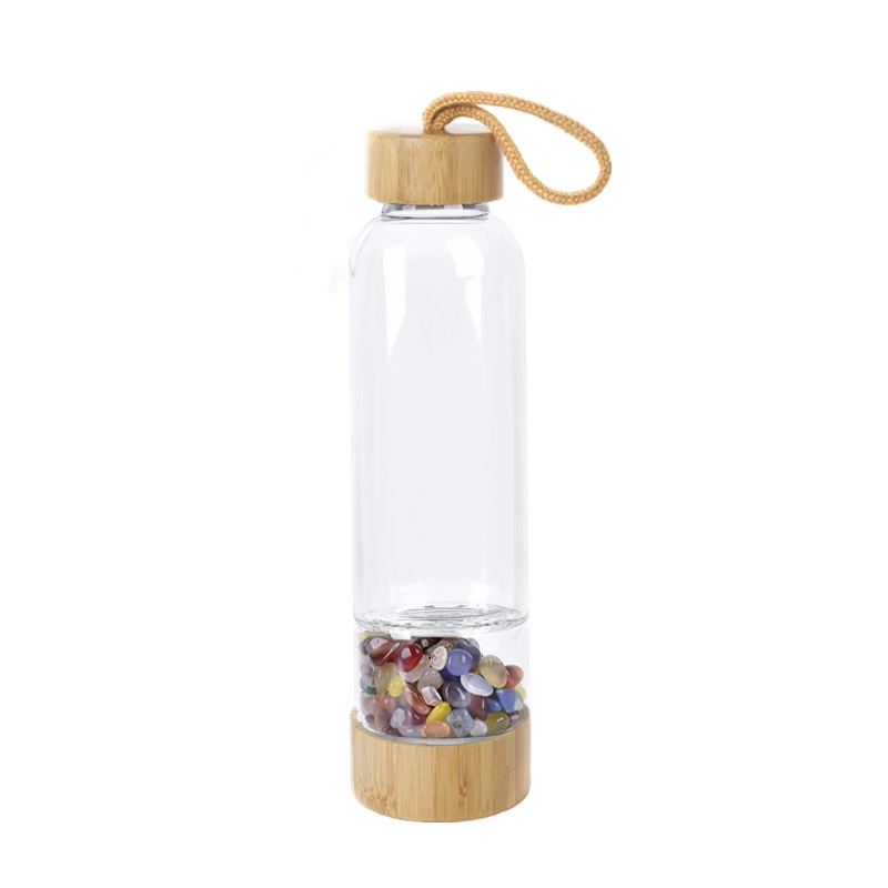 Natrual Crystal Water Bottle Precious Stone Bamboo Glass Gravel Irregularity Drink | Украшения и аксессуары