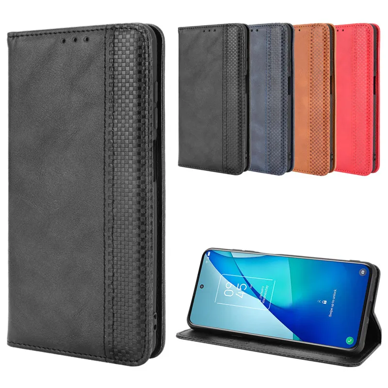 

Suitable for TCL 20 5G anti-drop magnetic card mobile phone case, TCL 20S 5G clamshell leather retro luxury wallet case