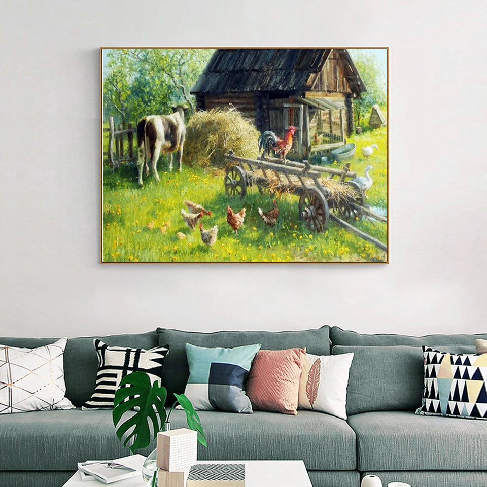 evershine 5d diy diamond painting house landscape full square round diamond mosaic village embroidery spring kits home decor free global shipping
