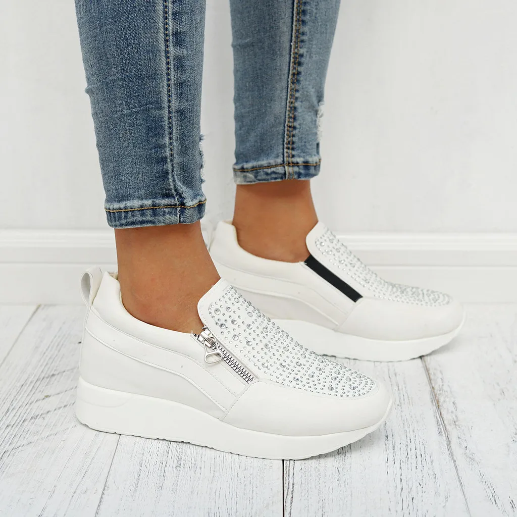 Новинка Массивные кроссовки Женские лоферы на плоской подошве Обувь молнии из