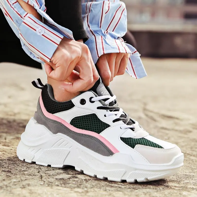 Летние кроссовки большого размера на платформе для женщин спортивная обувь