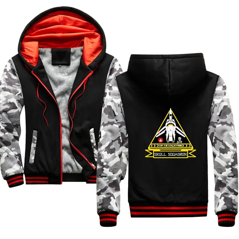 

Robotech Skull Print Hip Hop Streetwear Hoody 2020 Winter Thick Hoodies For Men Harajuku Zipper Jacket Sweatshirt
