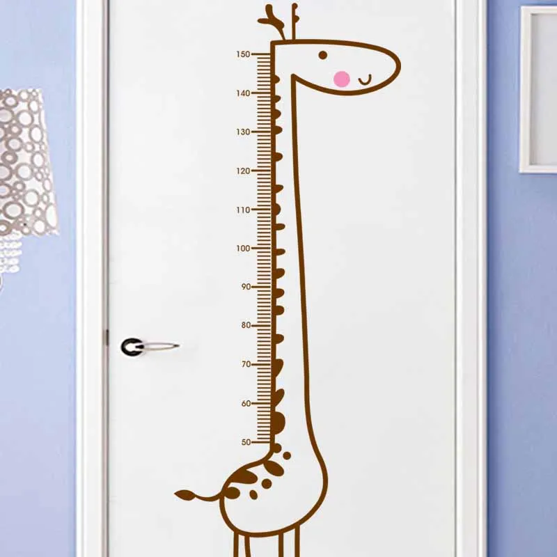 Мультяшный жираф высота мерная Настенная Наклейка фон для детской комнаты
