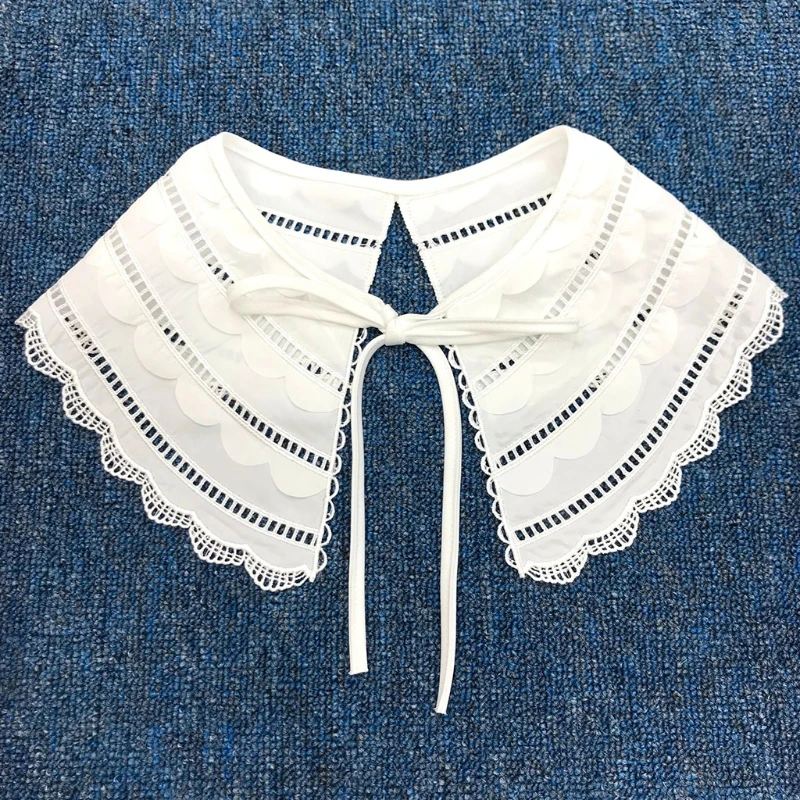 Съемная короткая рубашка с искусственным воротником и вышивкой шаль-накидка