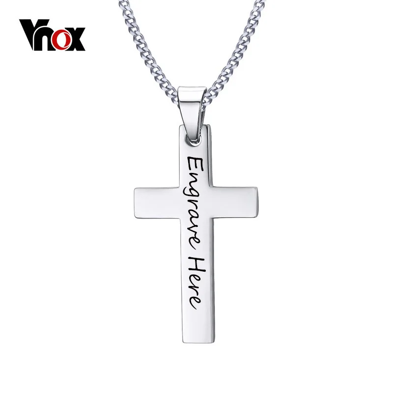 Ожерелье мужское из нержавеющей стали с гравировкой 24 дюйма|male jewelry|curb chaincross necklace