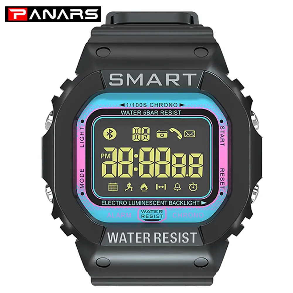 Мужские уличные Смарт часы PANARS Водонепроницаемые Яркие цифровые наручные с