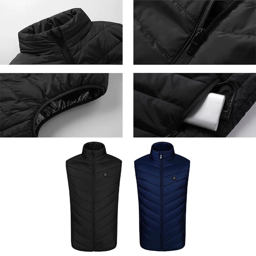 

2 Areas Heated Vest Jacket USB Men Winter Electrical Heated Sleevless Jacket Outdoor Fishing Hunting Vest Women Thermal Clothing