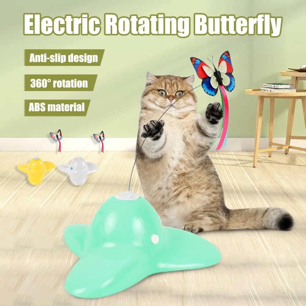 

Cat Toy Automatic Electric Rotating Colorful Butterfly Bird Animal Shape Plastic Funny Pet Dog Kitten Interactive Training Toys