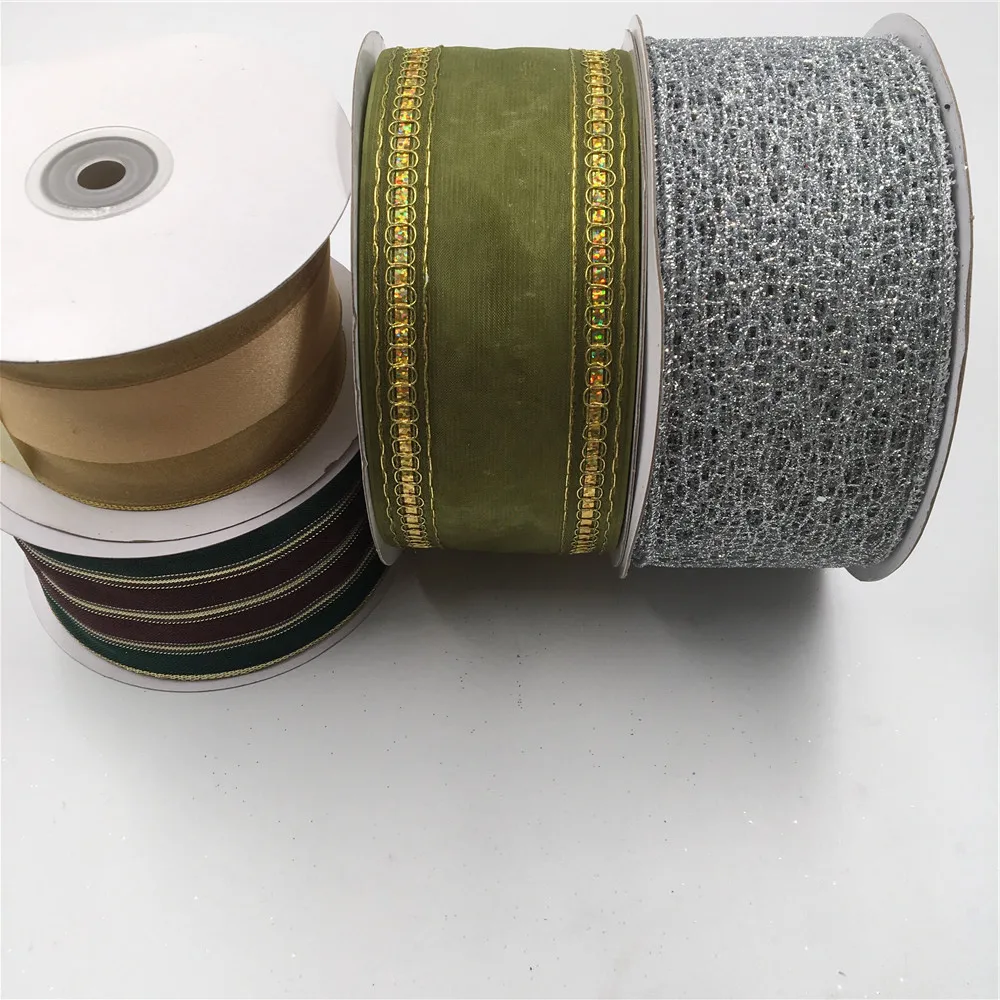 63 мм 25 ярдов лента с проволочным краем для рождества красочная платья банта