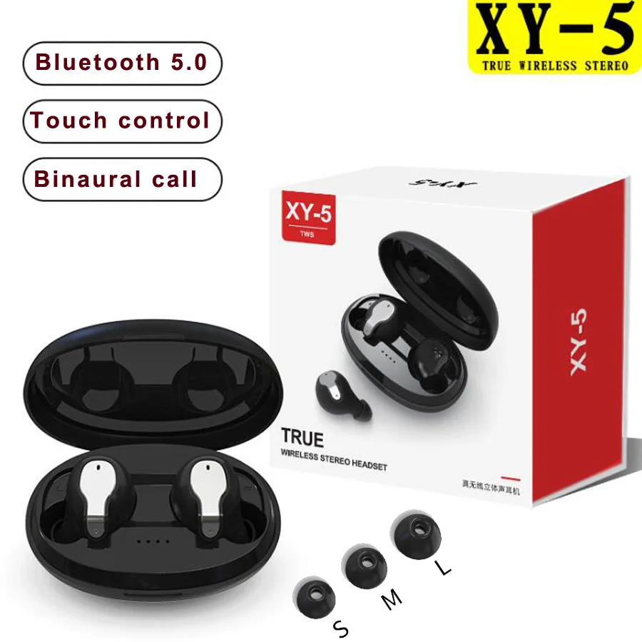 Модные V5.0 Bluetooth наушники XY-5 8D стерео мини Беспроводные наушники с микрофоном зарядная коробка беспроводные наушники