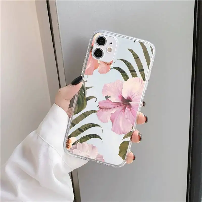 

Banana leaf Phone Case Transparent soft For iphone 5 5s 5c se 6 6s 7 8 11 12 plus mini x xs xr pro max