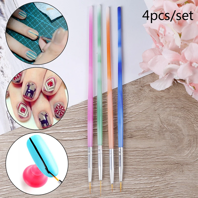 

4Pc/Set Nail Art Liner Mixed Color Stripes Liner Drawing Brush Grid Painting Pen