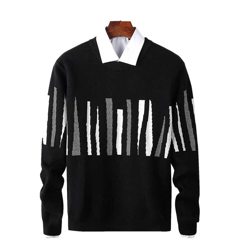 

Christmas Sweaters Men Slim Fit Outwear Fashion Striped Neck Neck Knitted Pullovers Tops Male Casual Harajuku Streetwear Coats