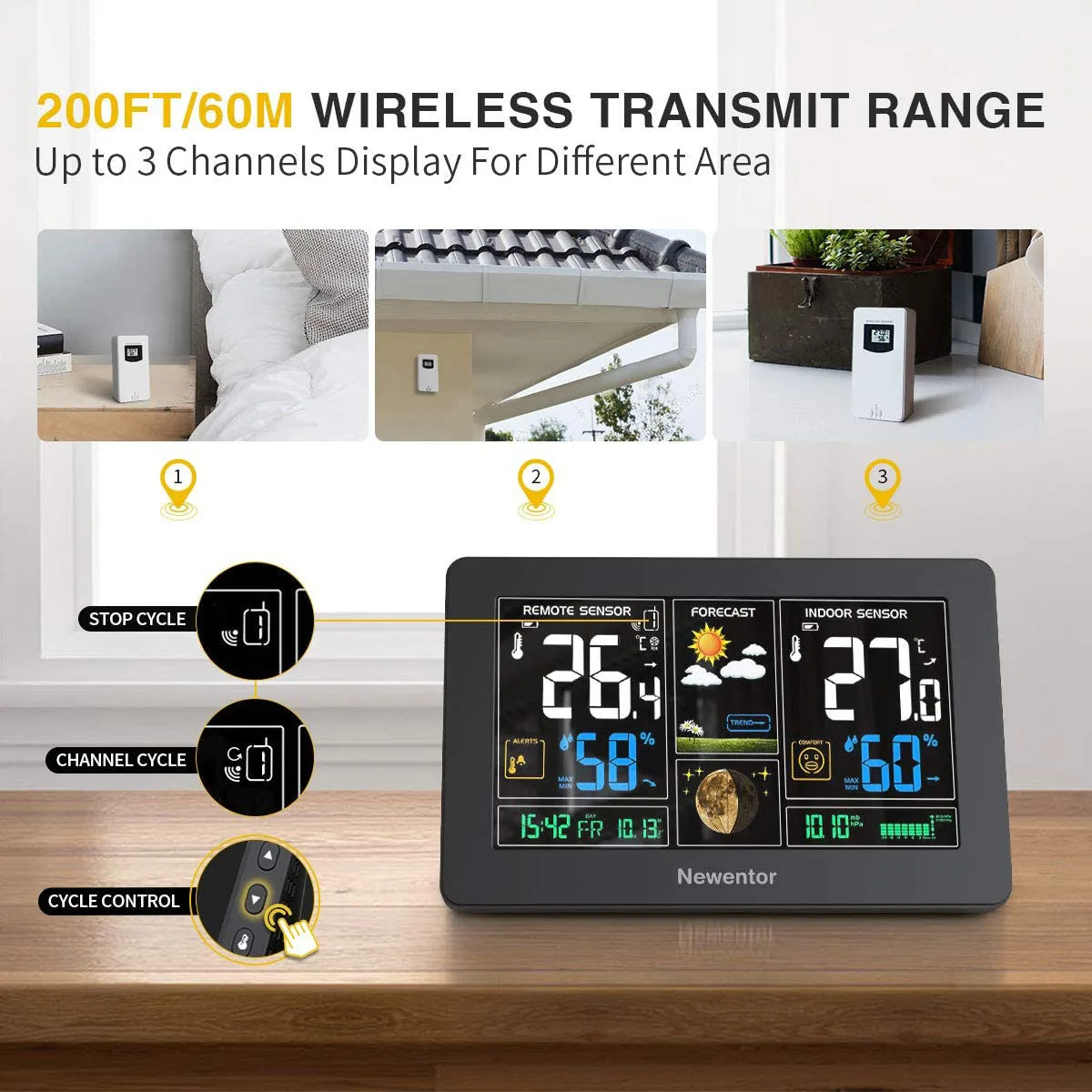 Метеостанция для использования в помещении и на улице 7 5 дюйма цветной цифровой