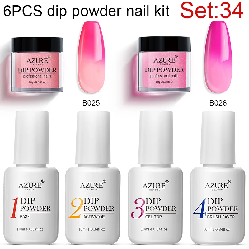 Modelones 6 шт./лот Хамелеон термо окунания порошка основа верхнее покрытие гель набор