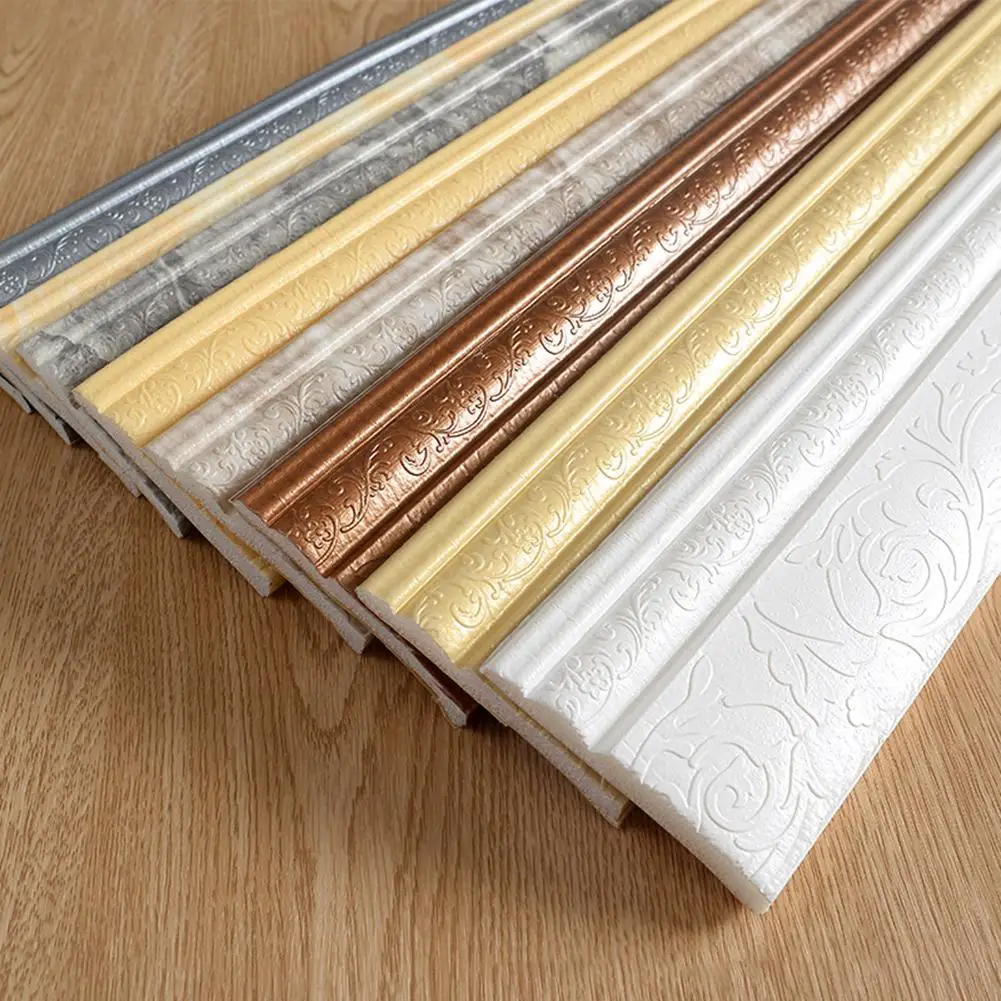 Durable Self-Adhesive PVC 3D Skirting Sticker Foot Line Frame Wall Decal Background Home Decor for TV Lines | Дом и сад