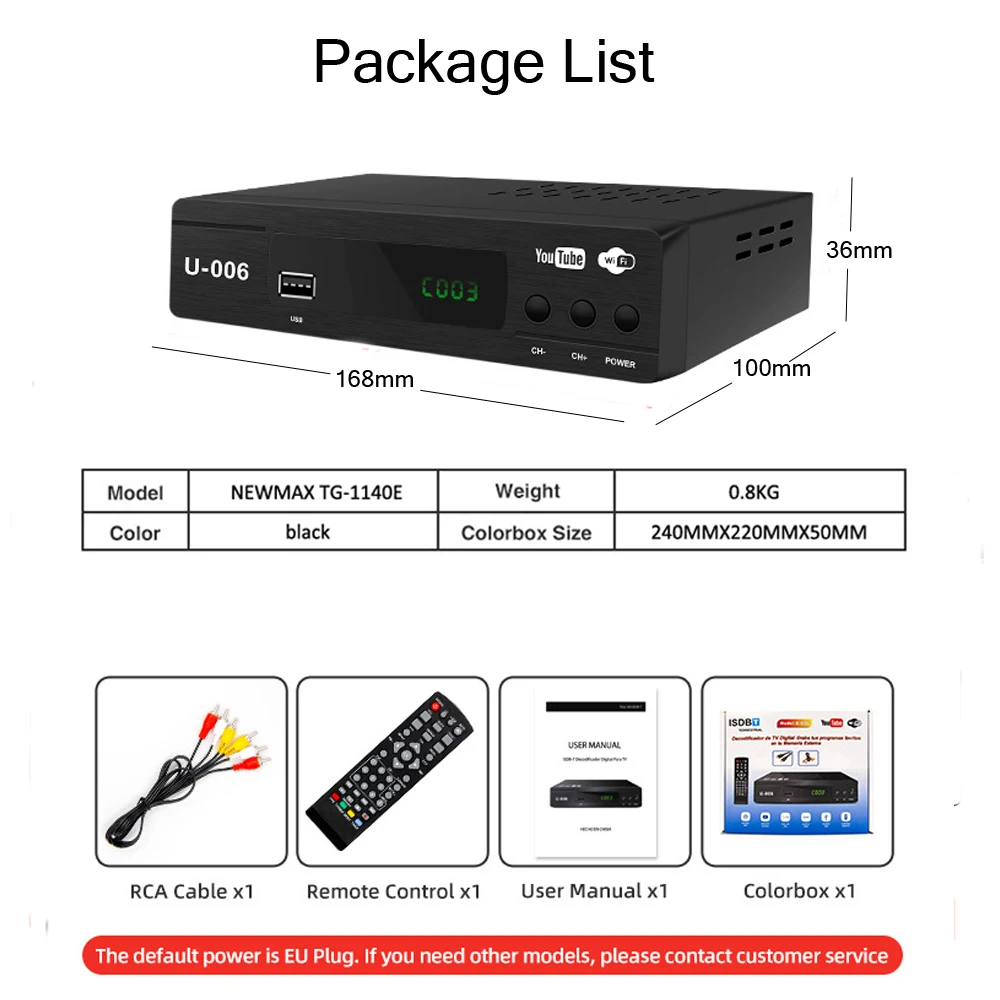 ISDB T суши ТВ приемник для Чили/Бразилия/Перу приемное устройство Поддержка Youtube