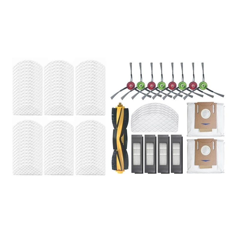 

2 Set Vacuum Cleaner Parts: 1 Set Disposable Rags & 1 Set Main Brush Side Brush Filter Disposable Cleaning Mop Dust Bag