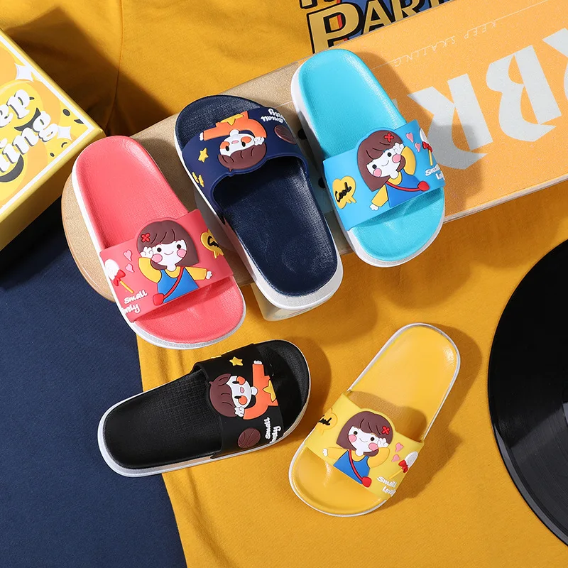 Cartoon Boy Girl Kids Slippers New Summer Boy Girls Slippers PVC Non-slip Children Beach Shoes Baby Home Sandals Kids Flip Flops