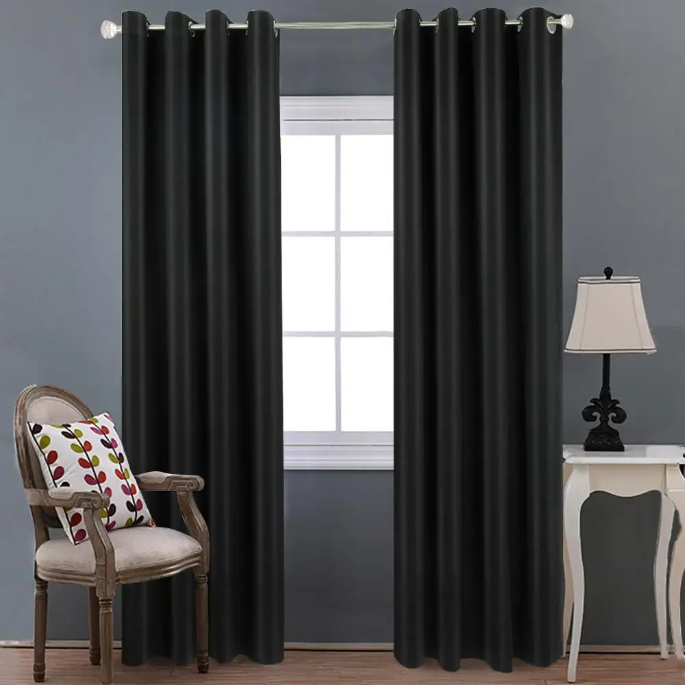 

High density Black curtain shading cloth Insulation curtain Nordic style solid color 90% high shading curtains customize