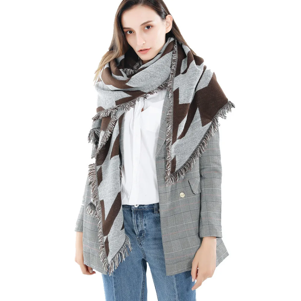 Зимний новый толстый теплый шарф с узором тысяча птиц имитация кашемира| |