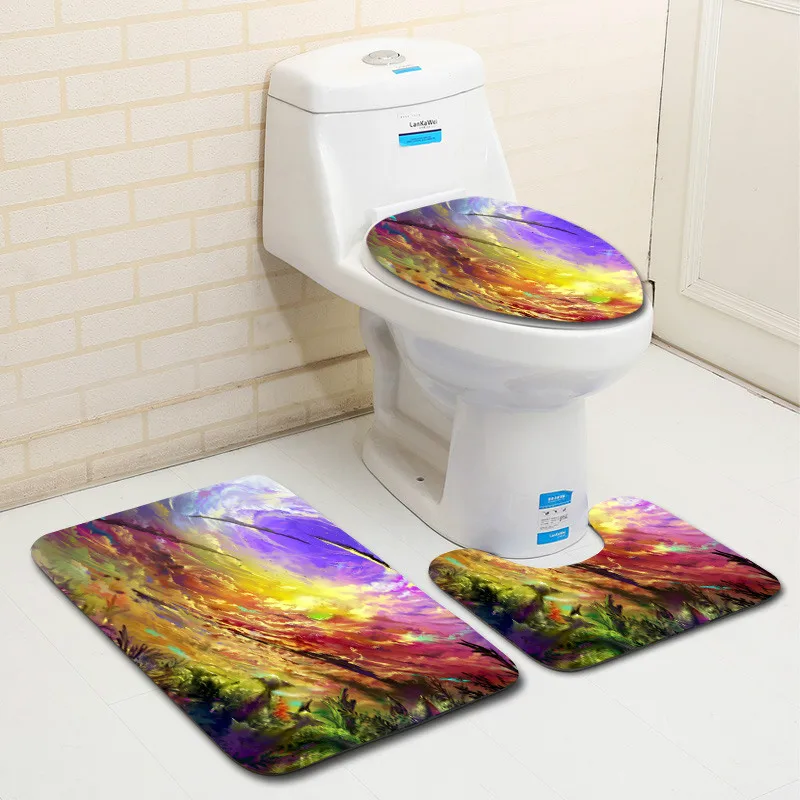 Zeegle коврик для унитаза с геометрическим принтом нескользящий ванной рисунком