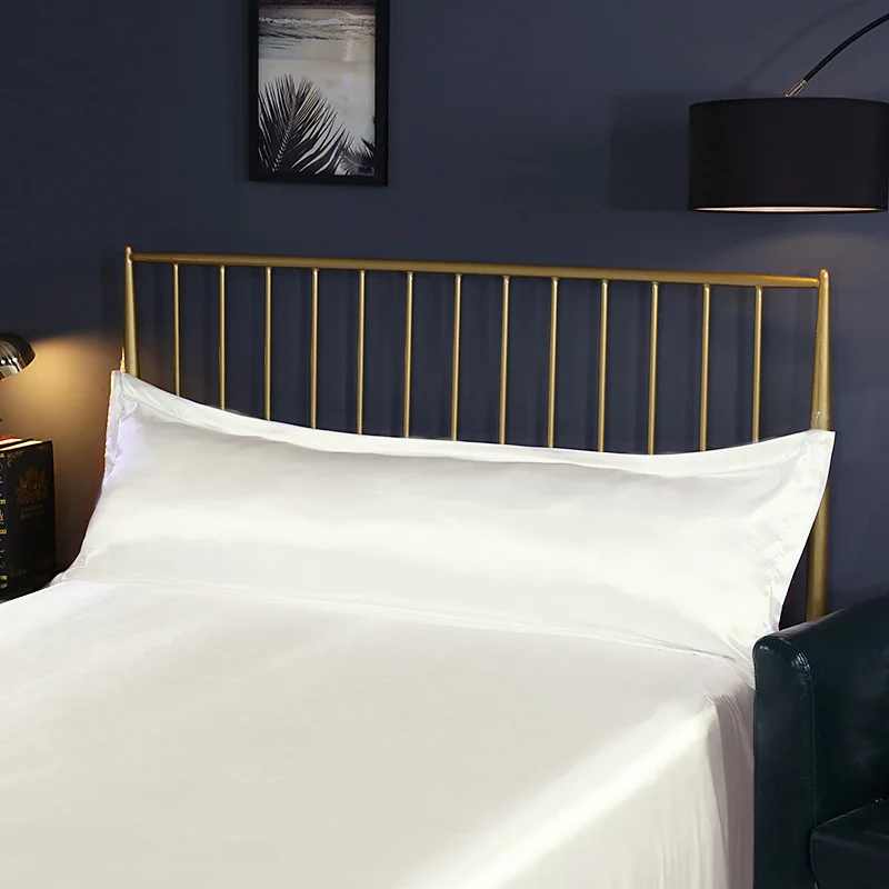 Длинный атласный чехол для подушки 120/150 см однотонный летняя прохладная