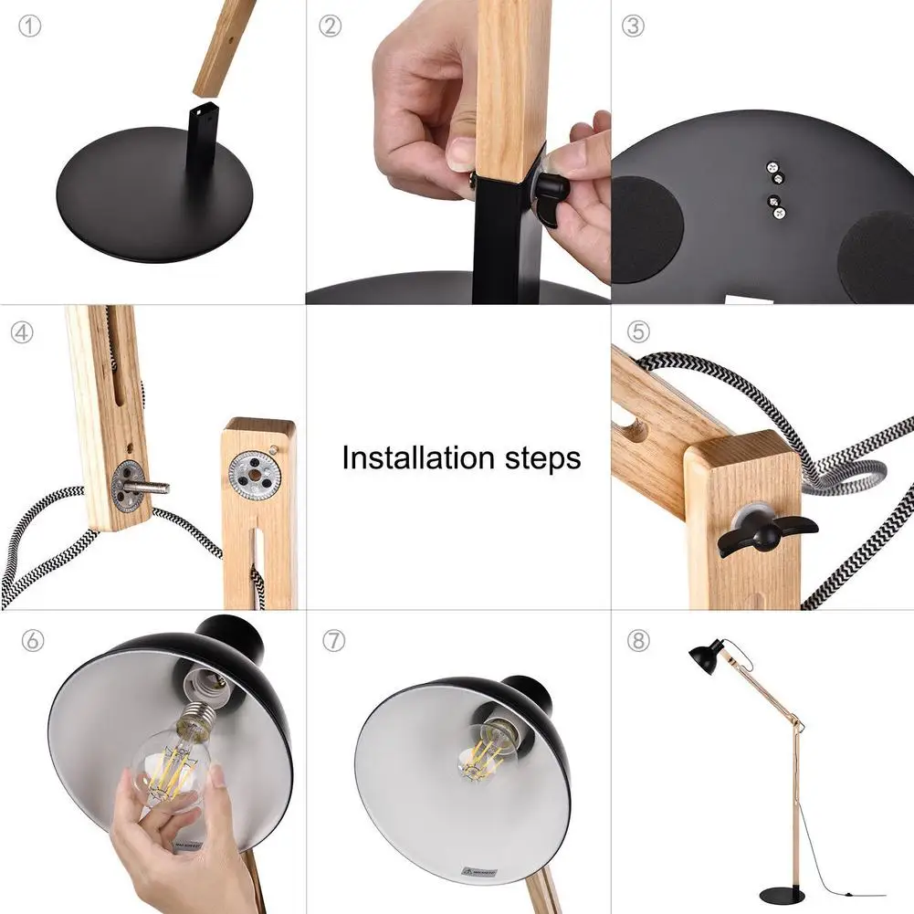 

Hot Sale US Plug Indoor Adjustable Height Floor Lamps For LED Light Clamp Dimmable Reading Desktop Lamp Tripod Study Room Lights
