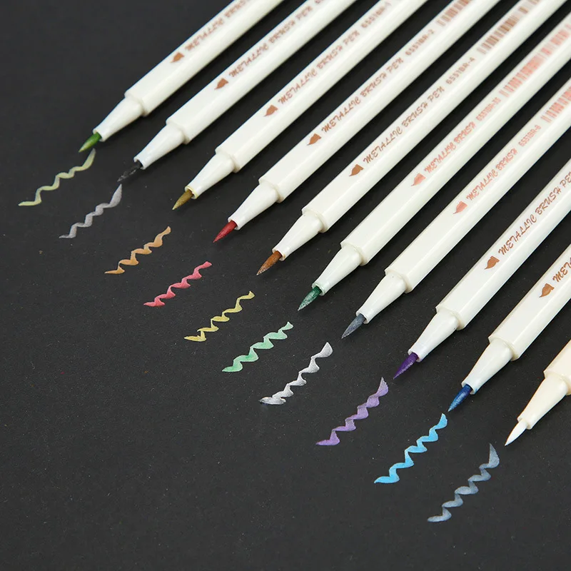 

Marker Pen Set Metal Soft-tip Brush Pearlescent Watercolor Soft Paint Color Marker Art Supplies Painting Supplies Stationery